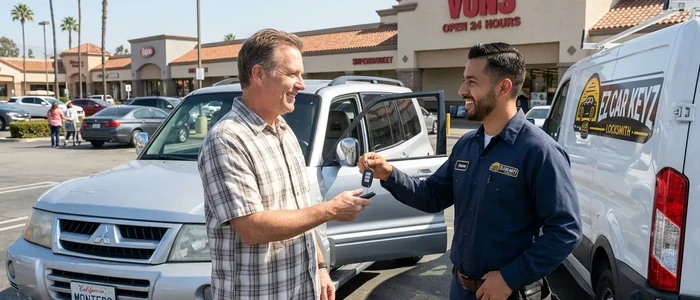 Customer with a replacement Mitsubishi Montero car key from EZ Car Keyz in Ventura County