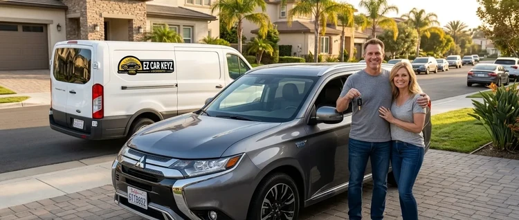 Happy customers with their replacement Mitsubishi Outlander car key from EZ Car Keyz in Ventura County