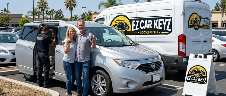 Happy customers with their replacement Nissan Quest car key from EZ Car Keyz in Ventura County