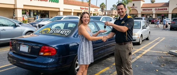 Customer with a replacement Oldsmobile Intrigue car key from EZ Car Keyz in Ventura County