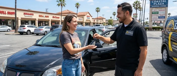 Customer with a replacement Pontiac G5 car key from EZ Car Keyz in Ventura County