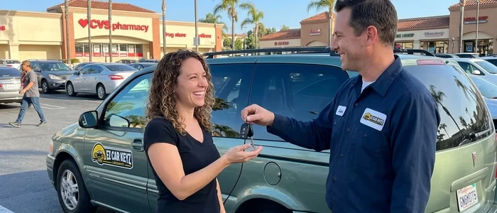 Customer with a replacement Pontiac Montana car key from EZ Car Keyz in Ventura County