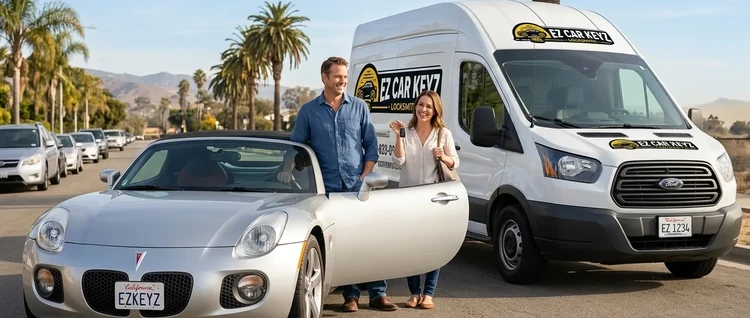 Happy customers with their replacement Pontiac Solstice car key from EZ Car Keyz in Ventura County