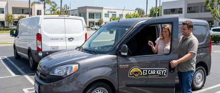Happy customers with their replacement Ram Promaster City car key from EZ Car Keyz in Ventura County