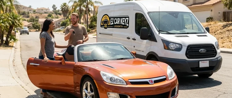Happy customers with their replacement Saturn Sky car key from EZ Car Keyz in Ventura County