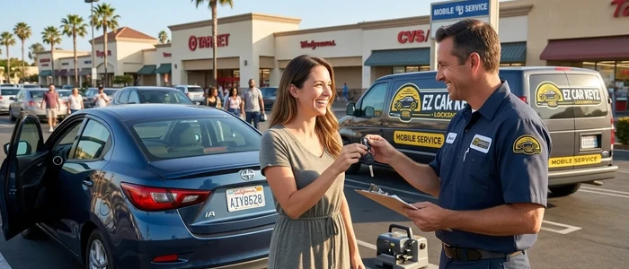 Customer with a replacement Scion iA car key from EZ Car Keyz in Ventura County