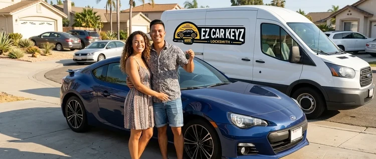 Happy customers with their replacement Subaru BRZ car key from EZ Car Keyz in Ventura County