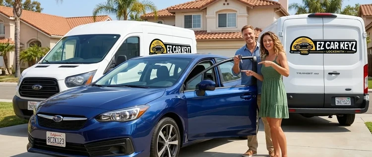 Happy customers with their replacement Subaru Impreza car key from EZ Car Keyz in Ventura County