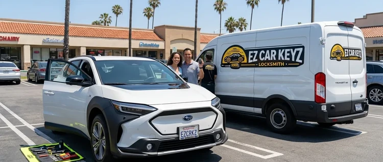 Happy customers with their replacement Subaru Solterra car key from EZ Car Keyz in Ventura County