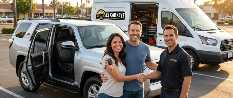 Happy customers with their replacement Toyota 4RUNNER car key from EZ Car Keyz in Ventura County