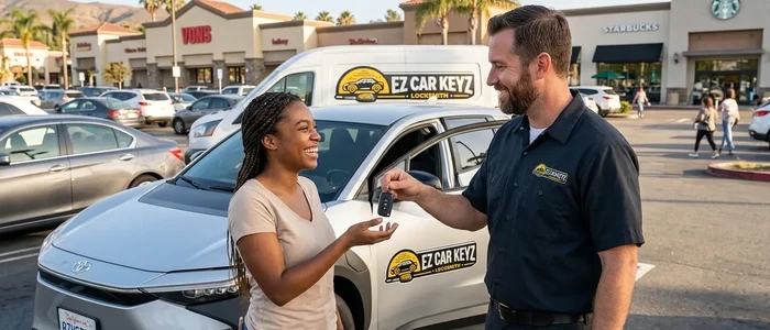 Customer with a replacement Toyota BZ4X car key from EZ Car Keyz in Ventura County