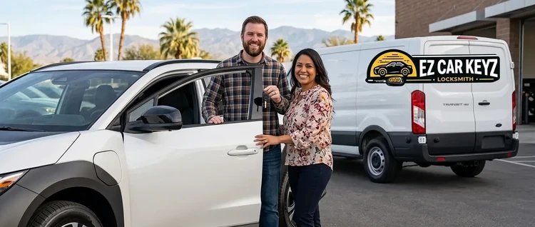 Happy customers with their replacement Toyota BZ4X car key from EZ Car Keyz in Ventura County