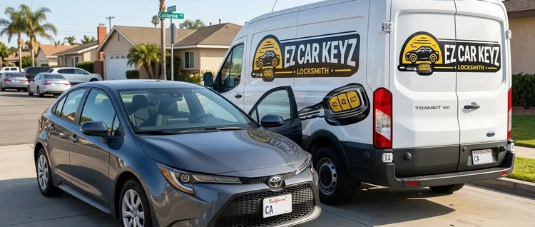 Happy customers with their replacement Toyota Corolla car key from EZ Car Keyz in Ventura County