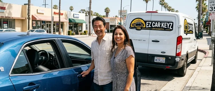 Happy customers with their replacement Toyota Crown car key from EZ Car Keyz in Ventura County