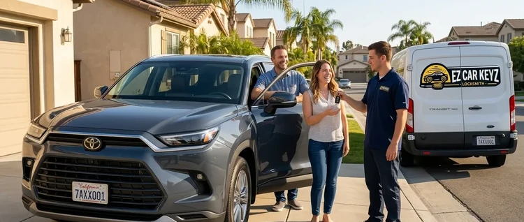 Happy customers with their replacement Toyota Grand Highlander car key from EZ Car Keyz in Ventura County