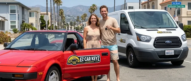 Happy customers with their replacement Toyota Mr2 car key from EZ Car Keyz in Ventura County