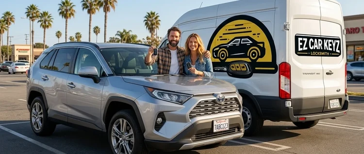 Happy customers with their replacement Toyota Rav4 car key from EZ Car Keyz in Ventura County