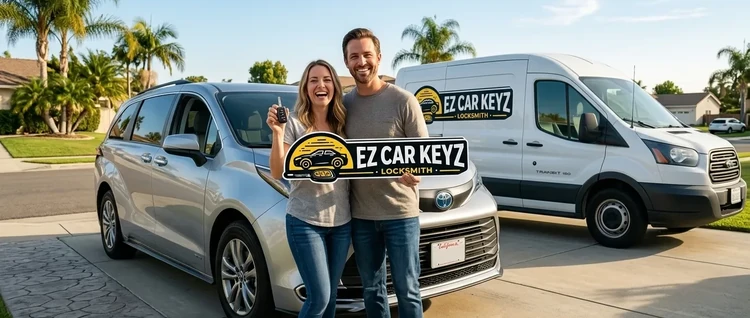 Happy customers with their replacement Toyota Sienna car key from EZ Car Keyz in Ventura County