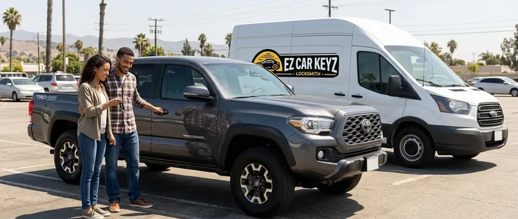 Happy customers with their replacement Toyota Tacoma car key from EZ Car Keyz in Ventura County