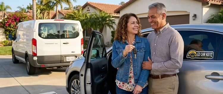 Happy customers with their replacement Toyota Venza car key from EZ Car Keyz in Ventura County