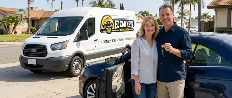 Happy customers with their replacement Volkswagen Eos car key from EZ Car Keyz in Ventura County