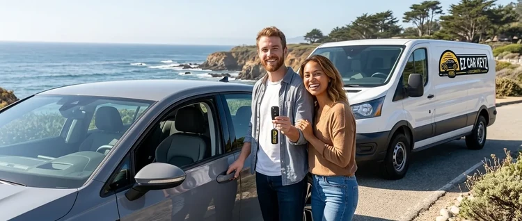 Happy customers with their replacement Volkswagen Golf car key from EZ Car Keyz in Ventura County