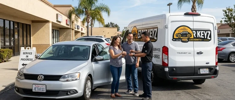 Happy customers with their replacement Volkswagen Jetta car key from EZ Car Keyz in Ventura County