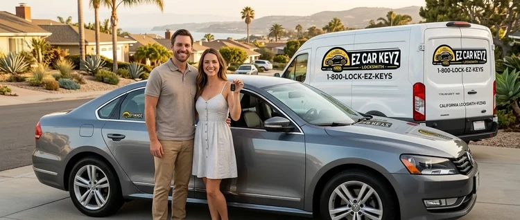Happy customers with their replacement Volkswagen Passat car key from EZ Car Keyz in Ventura County
