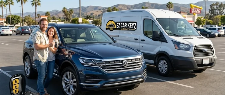 Happy customers with their replacement Volkswagen Touareg car key from EZ Car Keyz in Ventura County