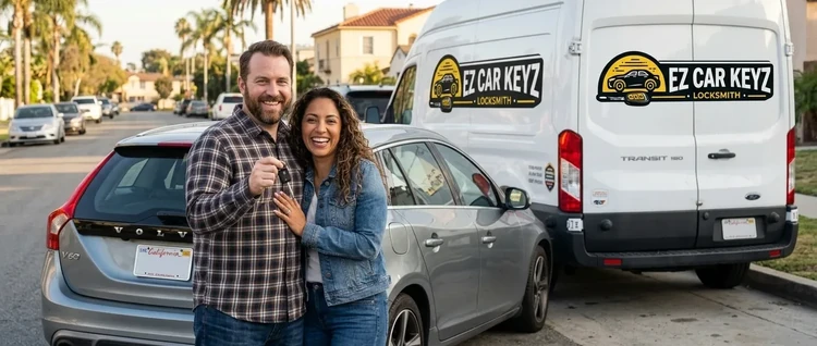Happy customers with their replacement Volvo V60 car key from EZ Car Keyz in Ventura County