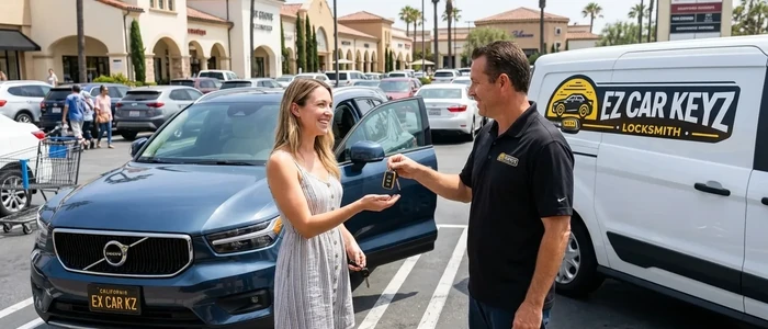 Customer with a replacement Volvo Xc40 car key from EZ Car Keyz in Ventura County