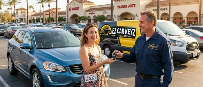 Customer with a replacement Volvo Xc60 car key from EZ Car Keyz in Ventura County