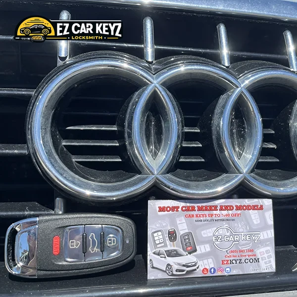 Car key being cut on-site by EZ Car Keyz in Ventura County