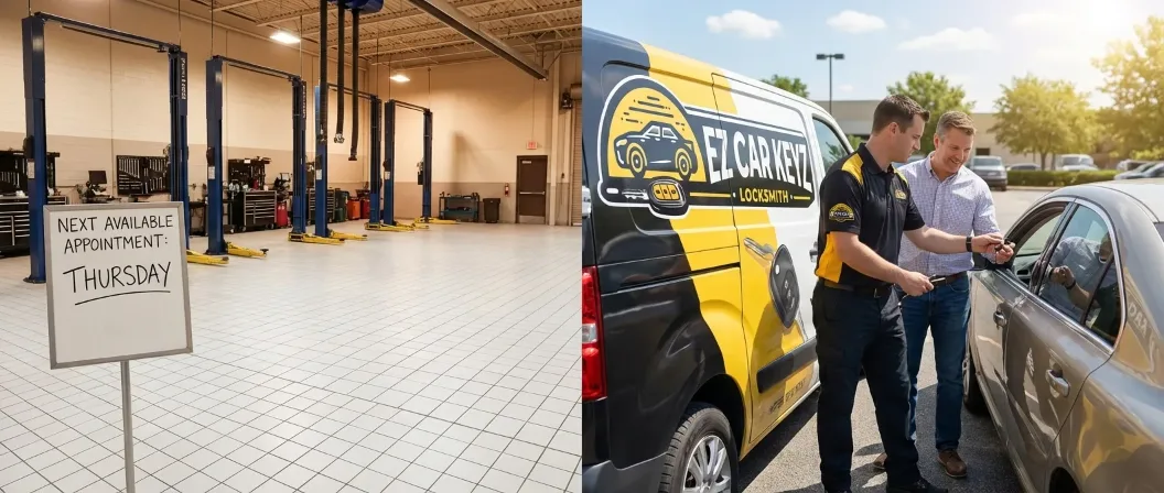 dealer closed vs mobile locksmith available now