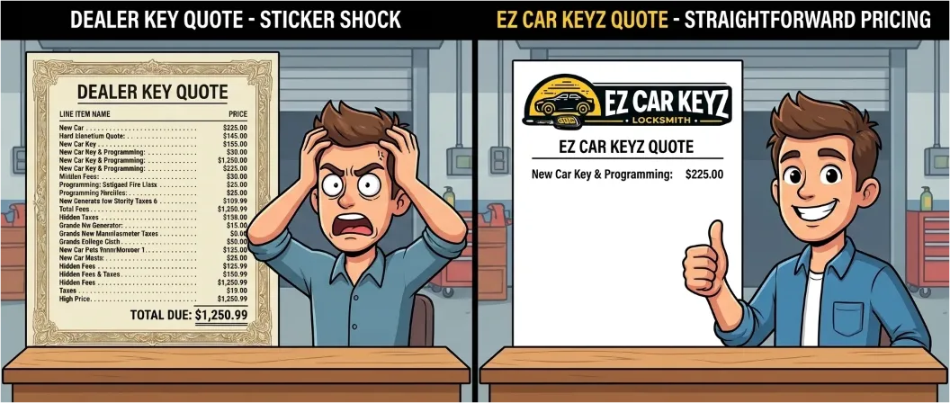 dealer vs locksmith price comparison cost
