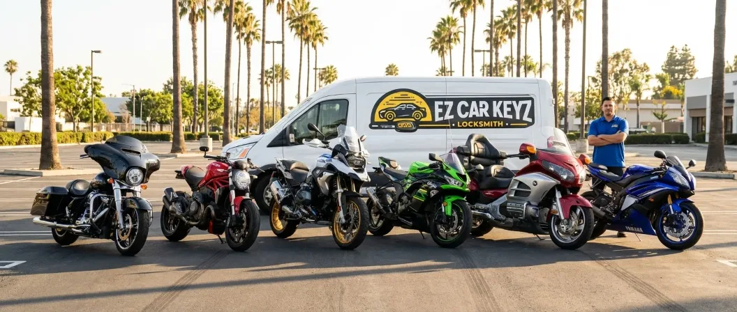 Six motorcycle brands - Harley Ducati BMW Kawasaki Honda Yamaha - EZ Car Keyz